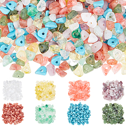 (52) Непрозрачная лаванда 800 шт 8 цвета акриловые бусины, имитация драгоценных камней, чип, разноцветные, 4~13x4~6x4~5 мм, отверстие : 1.2 мм, 100 шт / цвет