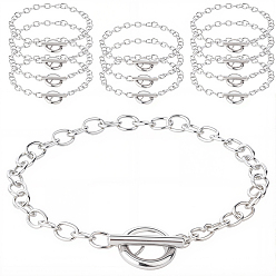Платина 12шт. браслеты-цепочки из сплава для женщин и мужчин, платина, 7-1/2 дюйм (19 см)