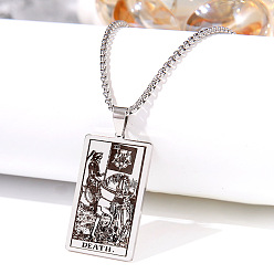 Нержавеющая Сталь Цвет Ретро хип-хоп 304 ожерелья с подвесками таро из нержавеющей стали для мужчин, цвет нержавеющей стали, 24.02 дюйм (61 см)