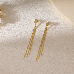 Плоский Круглый Серьги-гвоздики с кисточками из латуни, золотые, плоско-круглые, 64 мм