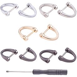 Mixed Color Alloy D-Ring Shackles Clasps, Iron Screwdriver, with Plastic Handle, Gunmetal & Matte Gunmetal Color & Golden & Platinum, 7.4x7.3x2.5cm