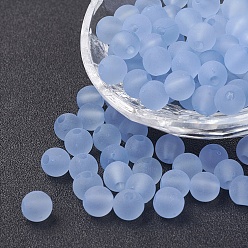 Light Sky Blue Transparent Acrylic Beads, Round, Frosted, Light Sky Blue, 14mm, Hole: 2mm, about 300pcs/500g
