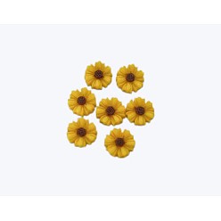 Yellow Opaque Flatback Resin Cabochons Accessories, For Resin Jewelry Making, Daisy, Yellow, 9mm