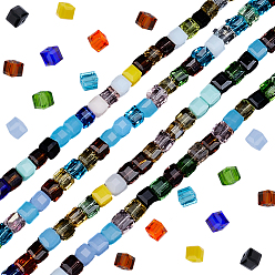 (52) Непрозрачная лаванда 2 нити из граненых прозрачных стеклянных кубических бусин, разноцветные, 6x6x6 мм, отверстие : 1 мм, около 95 шт / нитка, 20.47~22.04 дюйм (52~56 см)