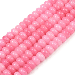 Бледно-Розовый 2 нити окрашенных натуральных белых нефритовых бусин, рондель, розовый жемчуг, 10x6 мм, отверстие : 1.2 мм, около 63 шт / нитка, 14.88'' (37.8 см)