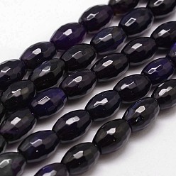Null Natürliche Achat Perle Stränge, gefärbt, facettiert, Reis, null, 12x8 mm, Bohrung: 1 mm, ca. 32 Stk. / Strang, 14 Zoll