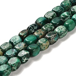 Vert Foncé Brins de perles de dolomite naturelles, teint, cuboïde, vert foncé, 7~7.5x5~5.5x5~5.5mm, Trou: 1.2mm, Environ 55 pcs/chapelet, 15.67~15.94 pouce (39.8~40.5 cm)