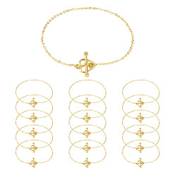 Golden Brass Bracelets, with Alloy Heart Toggle Clasps, Golden, 202mm