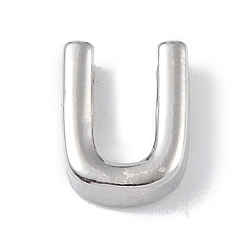 Letter U Латунные подвески, без кадмия, без никеля и без свинца, письмо амулеты, платина, Буква U, 8.5x6.5x3 мм, отверстие : 1.5 мм