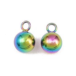 Rainbow Color 304 прелести нержавеющей стали, ионное покрытие (ip), круглые, Радуга цветов, 12x8 мм, отверстие : 1.8 мм