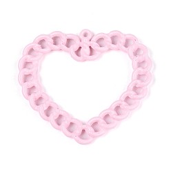 Бледно-Розовый Акриловые подвески краскораспылительные, сердце, без кадмия, без никеля и без свинца, розовый жемчуг, 45x49x3 мм, отверстие : 1.8 мм