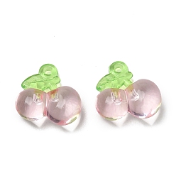 Clear Transparent Acrylic Pendants, Cherry Charms, Clear, 18.5x19x9.5mm, Hole: 1.6mm