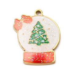 Рождественская елка Рождество 304 эмалированные подвески из нержавеющей стали, с напудренным золотом, ионное покрытие (ip), без кадмия, без никеля и без свинца, хрустальный шар с рождественской елкой, 16.5x13x1.8 мм, отверстие : 1.4 мм