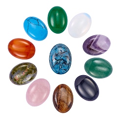Mixed Stone 11Pcs 11 Style Natural & Synthetic Gemstone Cabochons, Oval, 1pc/style
