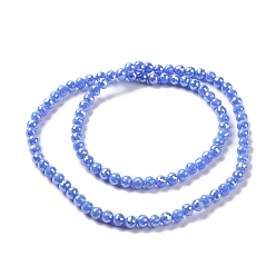 Cornflower Blue Electroplate Opaque Solid Color Glass Beads Strands, AB Color Plated, Faceted(96 Facets), Round, Cornflower Blue, 5~6mm, Hole: 1~1.2mm, about 95pcs/strand, 20.87''(53cm)