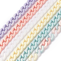 Mixed Color Spray Painted Acrylic Curb Chains, for Purse Strap Handbag Link Chains Making, Mixed Color, 16x11.5x3mm, about 3.28Feet/strand(1m/strand)