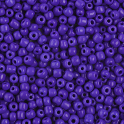Blue Glass Seed Beads, Opaque Colours Seed, Small Craft Beads for DIY Jewelry Making, Round, Blue, 4mm, Hole:1.5mm, about 4500pcs/pound