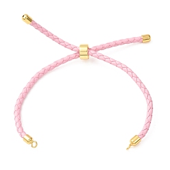Rose Nacré Fabrication de bracelets en cordon de cuir tressé en microfibre ronde ajustable, avec les accessoires en laiton, convient aux breloques de connecteur, perle rose, 9.13x0.12 pouce (23.2x0.3 cm), Trou: 2mm