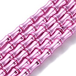Pearl Pink Electroplate Glass Beads Strands, Bamboo, Pearl Pink, 8x4.5mm, Hole: 0.8mm, about 50pcs/strand, 15.75''(40cm)