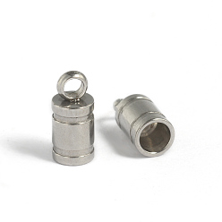 Stainless Steel Color Tarnish Resistant 304 Stainless Steel Cord Ends, End Caps, Stainless Steel Color, 9x4mm, Hole: 2mm, Inner Diameter: 3mm