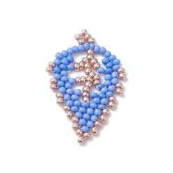 Королевский синий Бисер бисерные подвески, Лист подвески, королевский синий, 36x19x2 мм, отверстие : 0.6 мм