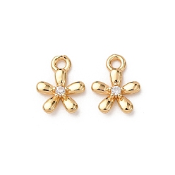 Настоящее золото 18K Латунные микро проложить кубического циркония подвески, , реальный 18 k позолоченный, 9.5x7.5x2 мм, отверстие : 1.4 мм