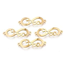 Golden 201 Stainless Steel Links connectors,  Infinity, Golden, 31.5x10x1mm, Hole: 1mm