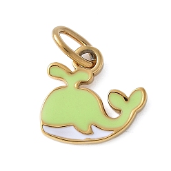 Whale 304 из нержавеющей стали шармы эмали, золотые, с целью перехода в кольце, кит, 12x13x1.5 мм, отверстие : 5x2.5 мм