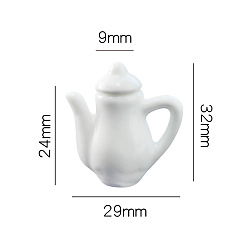 Белый Миниатюрные украшения для фарфоровых чайников, аксессуары для микро кукольного домика, декорации для имитации реквизита, белые, 9x29x32 мм