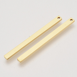 Золотой 201 подвески из нержавеющей стали, бар, золотые, 49.5x3.5x1.5 мм, отверстие : 1.5 мм