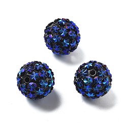 Черный Акриловые стразы шарики бусины, сверкающие бусины с шестиугольными узорами, круглые, чёрные, 20x18.5 мм, отверстие : 2.8 мм