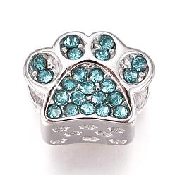 Аквамарин 304 из нержавеющей стали европейские шарики, бусины с большим отверстием, со стразами, след, цвет нержавеющей стали, аквамарин, 9x11x7.5 мм, отверстие : 4 мм