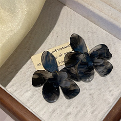 Черный Литые акриловые серьги, цветок, золотые, чёрные, 50 мм