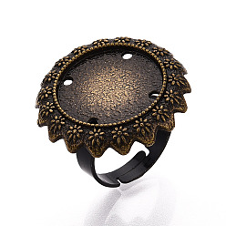 Античная Бронза Основание-кольцо из сплава и железа с вращающимся подносом, изготовление колец с цветочной подкладкой для снятия тревожности, античная бронза, 25 мм, внутренний диаметр: 17 мм, Размер лотка: 18 мм