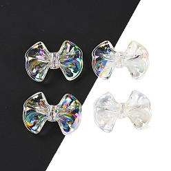 Colorful Plated UV Acrylic Beats, Iridescent, Bowknot, Colorful, 23.5x31.5x9mm, Hole: 2.8mm