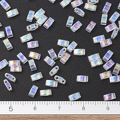 (HTL250) Crystal AB Миюки половина бусины тила, японский бисер, 2 отверстие, (htl 250) кристалл а, 5x2.3x1.9 мм, Отверстие : 0.8 мм , около 1250 шт / 50 г