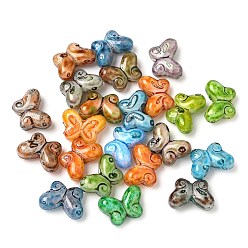 (52) Непрозрачная лаванда Краска для выпечки пикассо стеклянные бусины, бабочка, разноцветные, 10x14.5x5.5 мм, отверстие : 1 мм