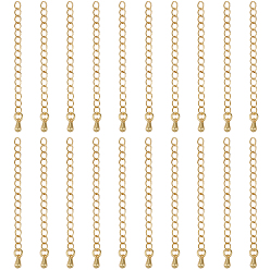 Oro 40Extensor de cadena de latón para bordillos de 1 pieza, con encantos de lágrima, sin plomo y cadmio, dorado, 55 mm