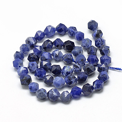 Sodalite Natural Sodalite Beads Strands, Star Cut Round Beads, Faceted, 10x9~10mm, Hole: 1mm, about 39pcs/strand, 15.3 inch