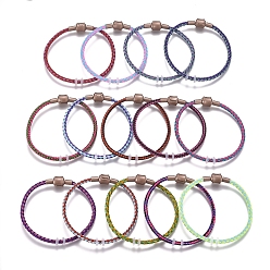 (52) Непрозрачная лаванда Плетеные браслеты из нержавеющей стали в европейском стиле, с силиконовыми бусинами и латунными застежками, долговечный, разноцветные, 7-1/4 дюйм (18.3 см), 2.3 мм