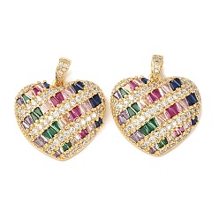 Настоящее золото 18K Латунные микро проложить кубического циркония подвески, стойки покрытие, долговечный, без свинца и без кадмия, шарма сердца, реальный 18 k позолоченный, 24.5x25.5x7 мм, отверстие : 6x3.5 мм