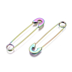 Rainbow Color 304 из нержавеющей стали болтаться серьги, Форма предохранительного штифта, Радуга цветов, 38x8x1.5 мм, штифты : 0.8 мм