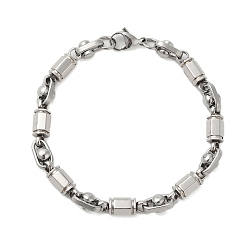 Нержавеющая Сталь Цвет Не тускнеет 304 браслеты из нержавеющей стали с гранеными звеньями-колоннами для мужчин, цвет нержавеющей стали, 8-7/8 дюйм (22.5 см)