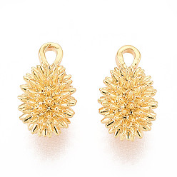 Настоящее золото 18K Латунь прелести, дуриан, долговечный, без никеля , реальный 18 k позолоченный, 13x8x8 мм, отверстие : 2x1.6 мм