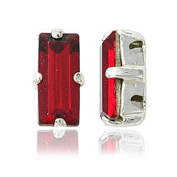 90090 Siam Пришивные чашки preciosa® maxima crystal, многожильных ссылки, чешский хрусталь, с настройками латуни, 719 39 090 багет, серебряные, 90090 сиам, 7x3 мм