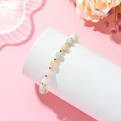 Разноцветный Эластичные браслеты из натуральных бусин морганита и немагнитных синтетических бусин гематита для женщин и мужчин., круглые, красочный, бусины : 6.5 мм и 3.5 мм, внутренний диаметр: 2.26 дюйм (5.75 см)