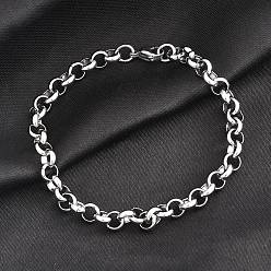 Нержавеющая Сталь Цвет Устойчивые к потускнению 304 браслеты из нержавеющей стали с цепочкой и тросом, с карабин-лобстерами , цвет нержавеющей стали, 7-7/8 дюйм (200 мм), 6 мм