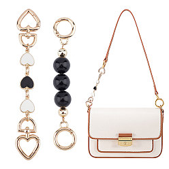 Mixed Color 2Pcs 2 Style Bag Chain Extension Straps, with ABS Plastic Beads & Alloy Spring Gate Rings and Clasps, for Bag Replacement Accessories, Mixed Color, 1pc/style