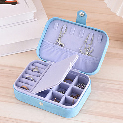 Светло-Голубой Коробки из искусственной кожи с текстурой ромба, органайзер для ювелирных изделий, для ожерелья, Кольца, серьги и подвески, прямоугольные, Небесно-голубой, 16.5x11.5x5.5 см