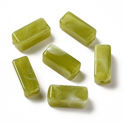 Цвет Оливы Прозрачные акриловые бусины, имитация драгоценных камней, кубоид, два тона, оливковый, 13.5x5.5x5.5 мм, отверстие : 1.6 мм, о: 1150 шт / 500 г